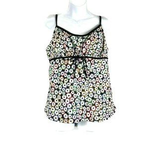 Swim Tankini Top 18 Women Size Floral Daisy Molded Cup Beach Cruise Vacation